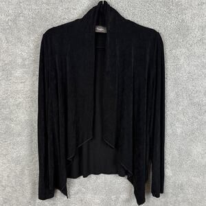 Chico’s Travelers Open Front Black Cardigan Liquid Knit Size 1 (US M) Fall Style
